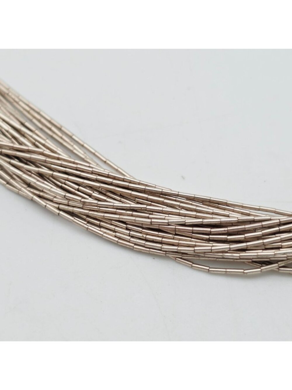 30” Old Carlisle Native American Liquid Sterling Silver 30 Strand Necklace Cones - Picture 8 of 13